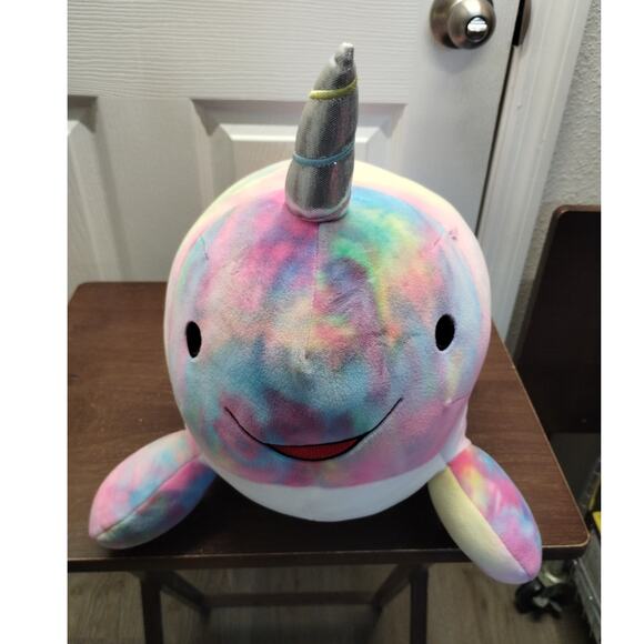 Russ Hug-A-Pet Squishmallow Tie Dye Colorful Pastel Narwhal Stuffed Animal Plush - Picture 2 of 8